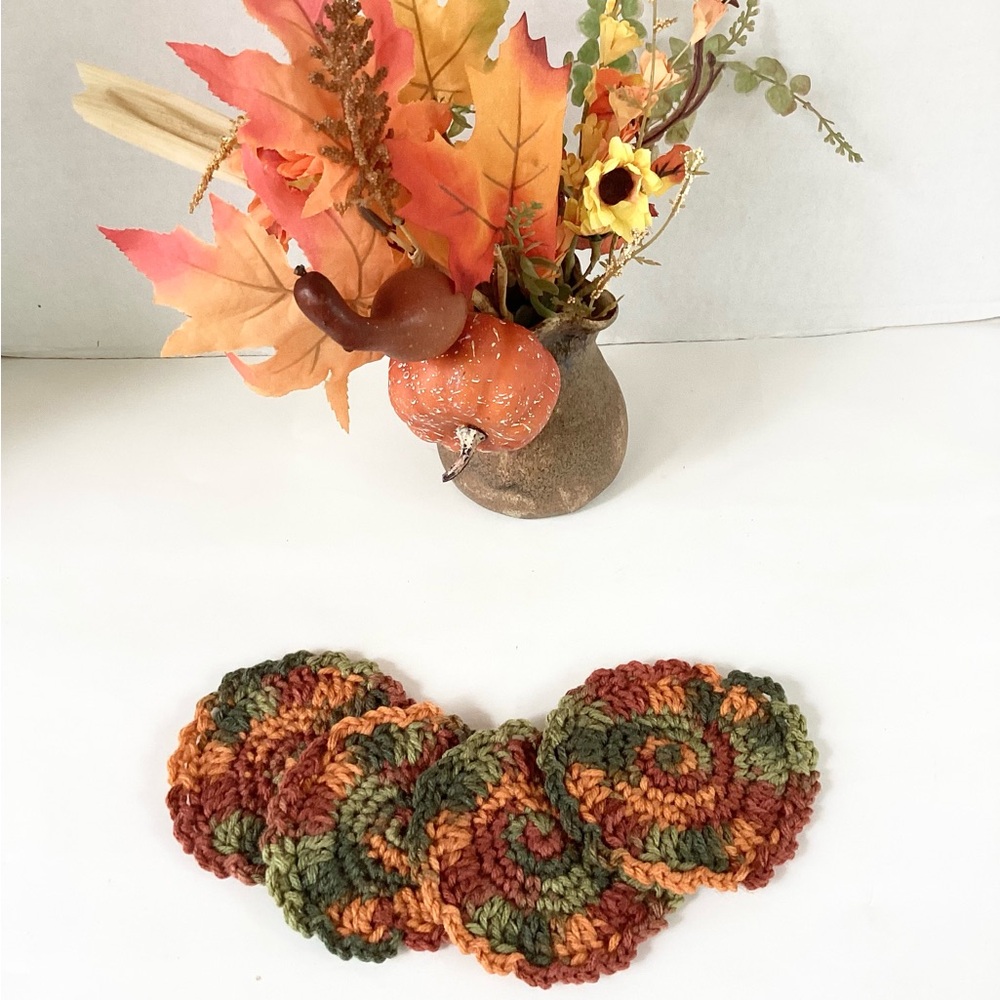 Coasters Hand Crafted Fall Brown Orange Green Rust